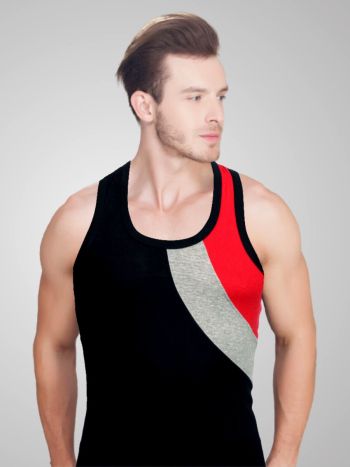 Men's Gym Vest With Stylish 3-Colour Panel